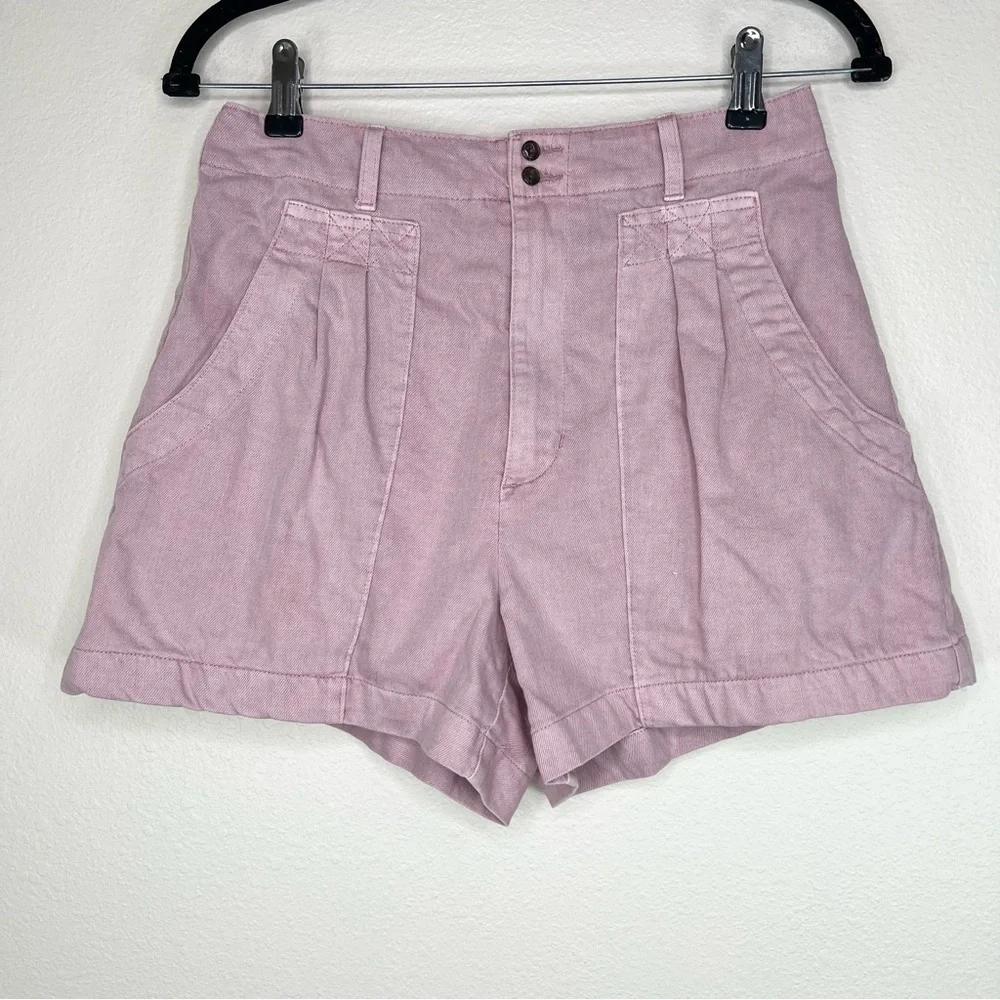 Universal Thread Orchid Lane Pink Pleated High Waisted Denim Jean Shorts Sz 4 - Picture 4 of 14